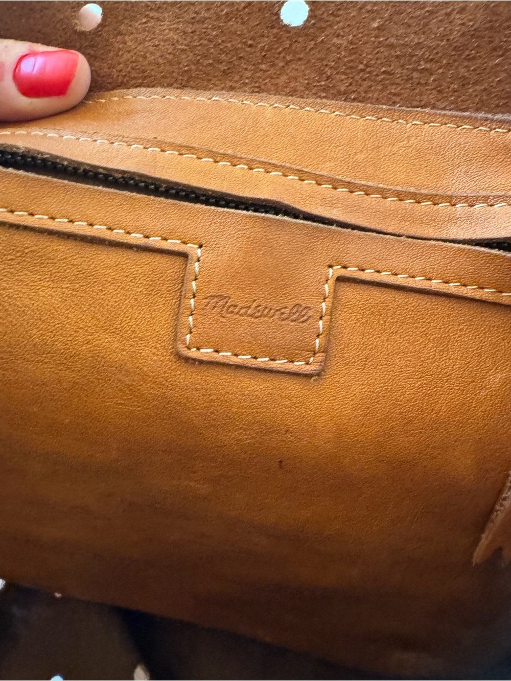 Madewell Perforated Leather Tote in Tan - Picture 5 of 6